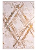 Beige Geometric Area Rug in Small size, Machine Made using Acrylic with Yellow, Cream and Modern design in 80 x 150 cm size image