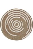Beige Geometric Area Rug in Round size, Machine Made using Polyester,Polypropylene with Brown, Cream, Copper and Modern design in 120 x 120 cm size image