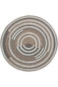 Brown Geometric Living Room Rug in Round size, Machine Made using Polyester,Polypropylene with Grey, Cream and Modern design in 120 x 120 cm size image