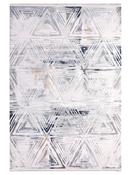 Blue Geometric Living Room Rug in Small size, Machine Made using Acrylic with Grey, Cream and Modern design in 80 x 150 cm size image