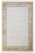 Grey Stripes,Bordered Living Room Rug in Small size, Machine Made using Acrylic with Cream, Gold and Modern design in 80 x 150 cm size image