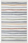 Blue Geometric,Stripes Bedroom Rug in Small size, Machine Made using Polyester with Green, Grey, Cream, Gold and Modern design in 80 x 150 cm size image