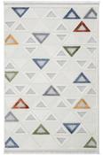 Blue Geometric,Scandi Area Rug in Small size, Machine Made using Polyester with Green, Brown, Grey, Yellow, Cream and Modern design in 80 x 150 cm siz image