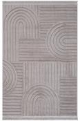 Grey Geometric Bedroom Rug in Small size, Machine Made using Polypropylene and Modern design in 80 x 150 cm size image