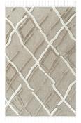 Beige Geometric,Scandi Living Room Rug in Small size, Machine Made using Polyester with Cream and Modern design in 80 x 150 cm size image