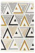 Black Aztec,Geometric,Chevron Area Rug in Small size, Machine Made using Cotton with Grey, Yellow, White and Modern design in 80 x 150 cm size image
