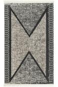 Grey &amp; Blue Persian &amp; Oriental Bordered Rug with Soft Pile for Bedroom and Living Room image