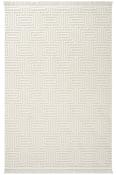 Cream Geometric,Scandi Bedroom Rug in Small size, Machine Made using Chenille,Microfiber and Modern design in 80 x 150 cm size image