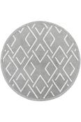 Grey Aztec,Scandi Area Rug in Round size, Machine Made using Polyester with White and Modern design in 80 x 80 cm size image