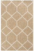 Beige Geometric Area Rug in Small size, Machine Made using Polypropylene,Jute with White and Modern design in 80 x 150 cm size image