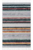 Red Stripes Area Rug in Small size, Machine Made using Polyester with Green, Grey, Yellow, Multicolour and Modern design in 80 x 150 cm size image