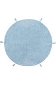 Blue Plain Flatweave Cotton Rug with Plush Soft Pile for Bedroom and Living Room in Round size image