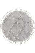 Grey Abstract,Geometric Living Room Rug in Round size, Machine Made using Polyester and Modern design in 80 x 80 cm size image