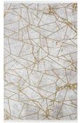 Grey Abstract,Geometric Living Room Rug in Small size, Machine Made using Acrylic with Gold and Modern design in 80 x 150 cm size image