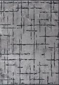 Black Abstract Living Room Rug in Medium size, Hand Loom using Cotton,Polyester,Acrylic,Viscose with Grey and Modern design in 160 x 230 cm size image