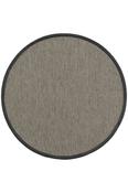 Grey &amp; Cream Plain Bordered Rug for Bedroom and Living Room in Round size image