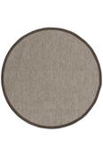 Grey &amp; Cream Plain Bordered Rug for Bedroom and Living Room in Round size image