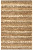Beige Geometric,Scandi Bedroom Rug in Small size, Hand Woven using Jute with Brown and Modern design in 80 x 150 cm size image