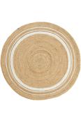 Brown Geometric,Jute &amp; Sisal,Flatweave Area Rug in Round size, Hand Knotted using Jute with Cream and Modern design in 90 x 90 cm size image