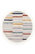 Blue Aztec,Geometric,Scandi Bedroom Rug in Round size, Machine Made using Polyester with Brown, Grey, Multicolour, Cream and Modern design in 80 x 80  image