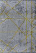 Grey Geometric Living Room Rug in Medium size, Hand Loom using Cotton,Polyester,Acrylic,Viscose with Yellow and Modern design in 160 x 230 cm size image
