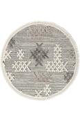 Grey Abstract,Geometric Living Room Rug in Round size, Machine Made using Polypropylene with Cream and Modern design in 80 x 80 cm size image
