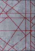 Red Geometric Living Room Rug in Medium size, Hand Loom using Cotton,Polyester,Acrylic,Viscose with Grey and Modern design in 160 x 230 cm size image