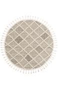 Grey Aztec,Geometric,Trellis Living Room Rug in Round size, Machine Made using Polypropylene with Cream and Modern design in 80 x 80 cm size image