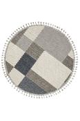 Grey Geometric Area Rug in Round size, Machine Made using Polypropylene with Cream, Charcoal and Modern design in 80 x 80 cm size image