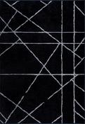 Black Geometric Area Rug in Medium size, Hand Loom using Cotton,Polyester,Acrylic,Viscose with Grey and Modern design in 160 x 230 cm size image