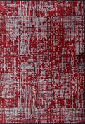Red &amp; Grey Abstract Cotton Hand Loom Rug for Bedroom and Living Room in Medium Large size image