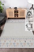 Beige &amp; Grey Plain Bordered Rug for Bedroom and Living Room image