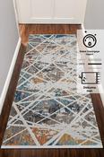 Beige &amp; Multicolour Abstract Flatweave Cotton Washable Rug for Bedroom and Living Room in Large size 200 × 290 cm image