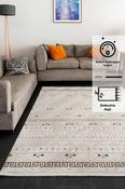 Grey &amp; Cream Abstract Rug with Soft Pile for Hallway in Runner size 80 × 250 cm image