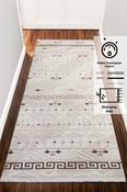 Brown &amp; Cream Abstract Rug with Soft Pile for Hallway in Runner size 80 × 250 cm image