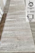Grey &amp; Blue Abstract Patterned Rug with Soft Pile for Hallway in Runner size 80 × 250 cm image