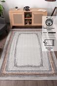 Beige &amp; Cream Plain Bordered Rug for Kitchen image
