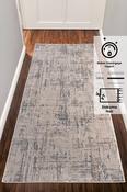 Grey &amp; Cream Chevron Aztec Rug with Soft Pile for Hallway in Runner size 80 × 250 cm image
