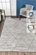 Grey &amp; Cream Floral Rug with Soft Pile for Hallway in Runner size 80 × 250 cm image