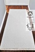 Beige &amp; Cream Plain Bordered Cotton Rug for Bedroom and Living Room image