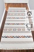 Beige &amp; Cream Plain Bordered Cotton Rug for Bedroom and Living Room image