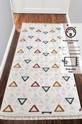 Beige &amp; Cream Plain Bordered Cotton Rug for Bedroom and Living Room image