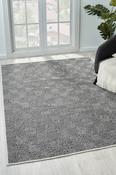 Cream &amp; White Plain Bordered Cotton Rug for Bedroom and Living Room image