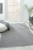 White &amp; Beige Patterned Cotton Rug for Bedroom and Living Room image