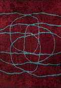 Blue Abstract Living Room Rug in Medium size, Hand Loom using Cotton,Polyester,Acrylic,Viscose with Red and Modern design in 160 x 230 cm size image