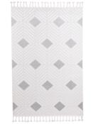 Grey Geometric Area Rug in Small size, Machine Made using Polyester with Cream and Modern design in 120 x 180 cm size image
