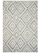 Blue Geometric Living Room Rug in Medium size, Hand Tufted using Blended Wool,Cotton with Grey, Cream and Modern design in 152 x 244 cm size image