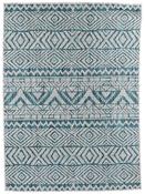 Blue Aztec Living Room Rug in Small size, Machine Made using Polypropylene with Grey and Modern design in 60 x 110 cm size image