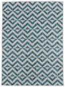 Blue Chevron Area Rug in Small size, Machine Made using Polypropylene with Grey and Modern design in 80 x 150 cm size image