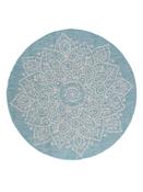 Blue Floral Area Rug in Round size, Machine Made using Polypropylene with Grey and Modern design in 120 x 120 cm size image